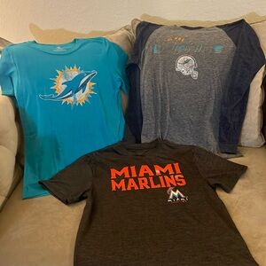 Miami Dolphins & Marlins T-Shirts Size L 14/16